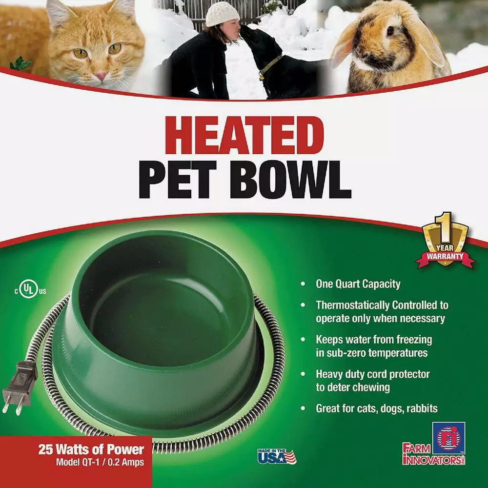 1 Pc Farm Innovators 1 Qt. Plastic Heated Pet Bowl