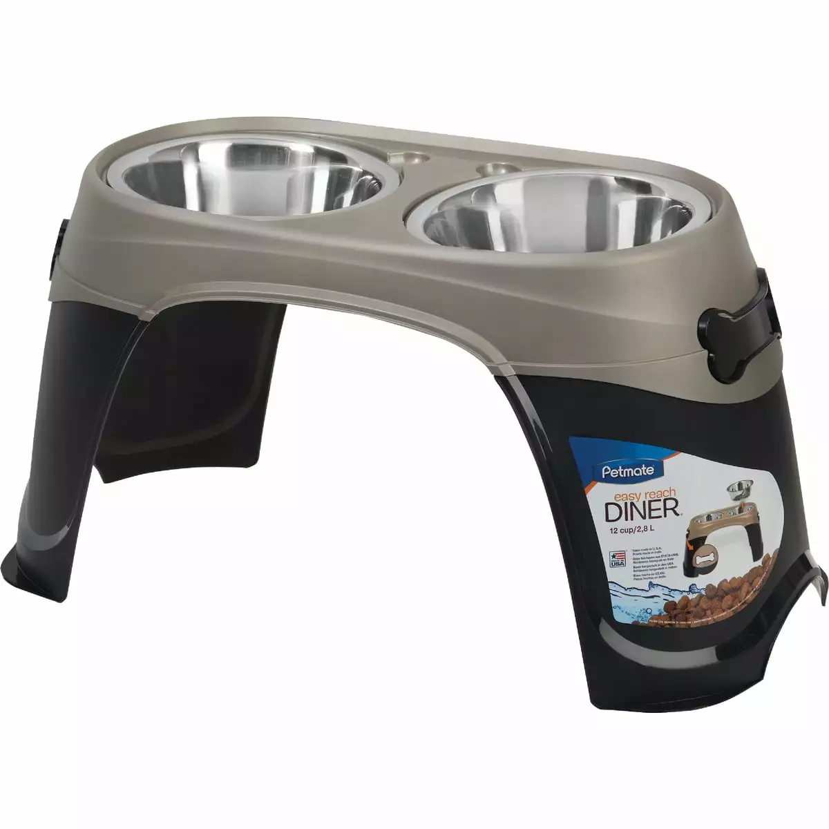 1 Pc Petmate Easy Reach Diner Oval Extra Large Elevated Pet Food Dish