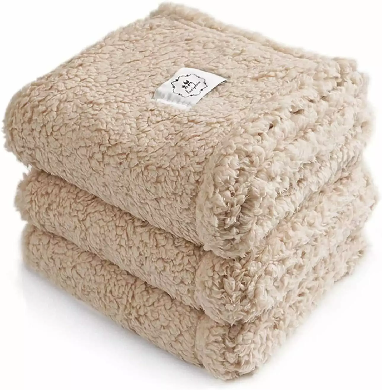 1 Pack 3 Calming Blankets Fluffy Premium Fleece Pet Blanket Soft Sherpa Throw for Dog Puppy Cat Beige