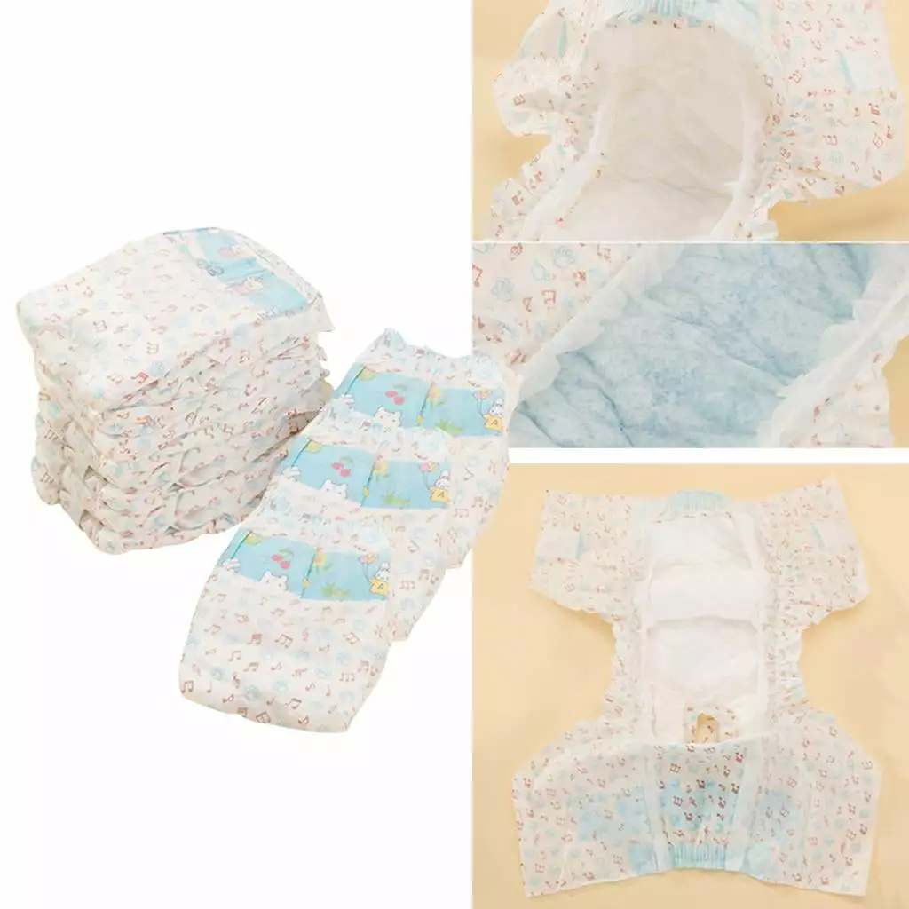 10 Packs of Disposable Diapers for Dogs. Unisex Diapers XXS / XS / S / M / L / XL