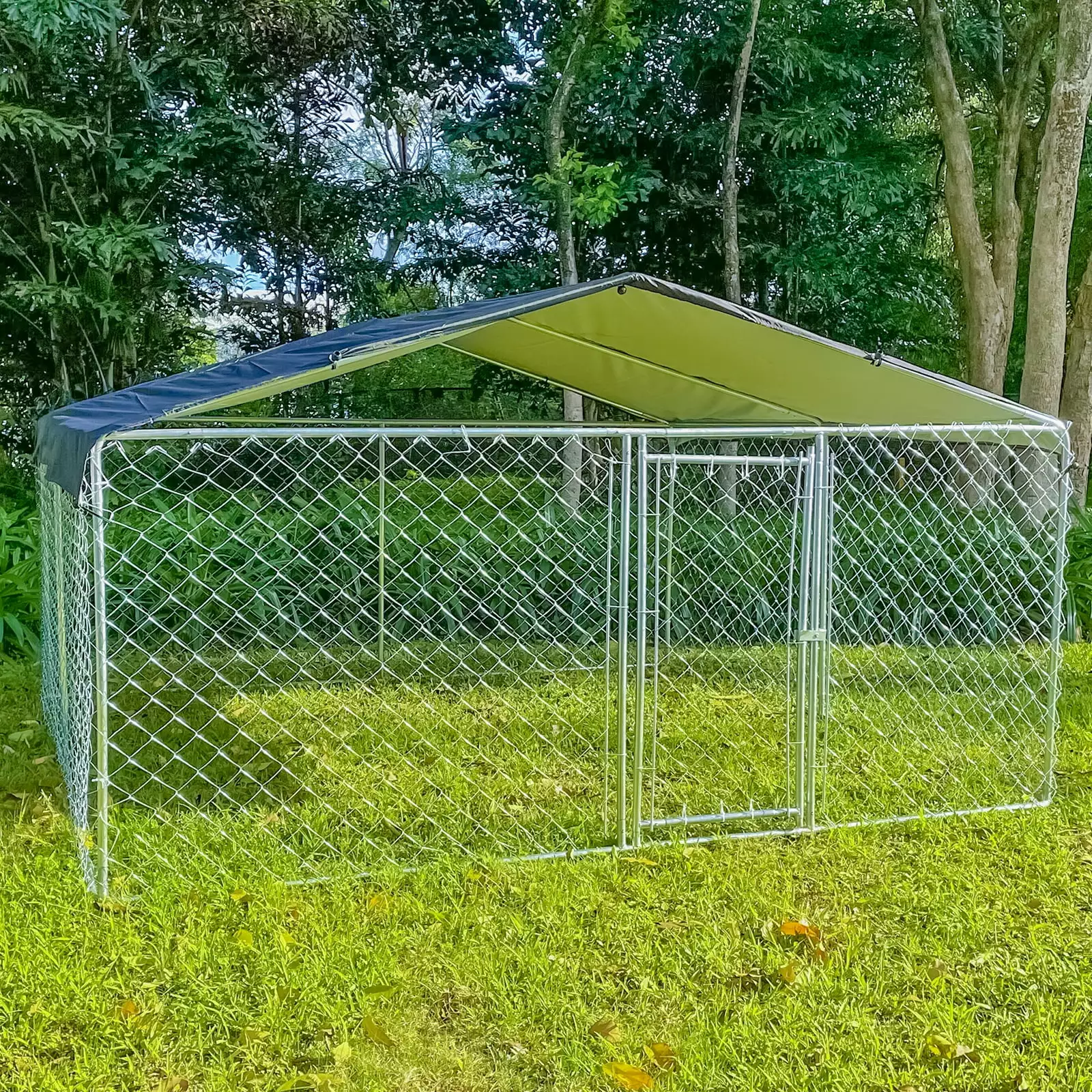 10ft x 10ft Dog Kennel Outdoor Metal Playpen Heavy Duty Large Dog Cages Enclosure for Large Dogs Run Outside Exercise Pet Fences with Roof for Yard