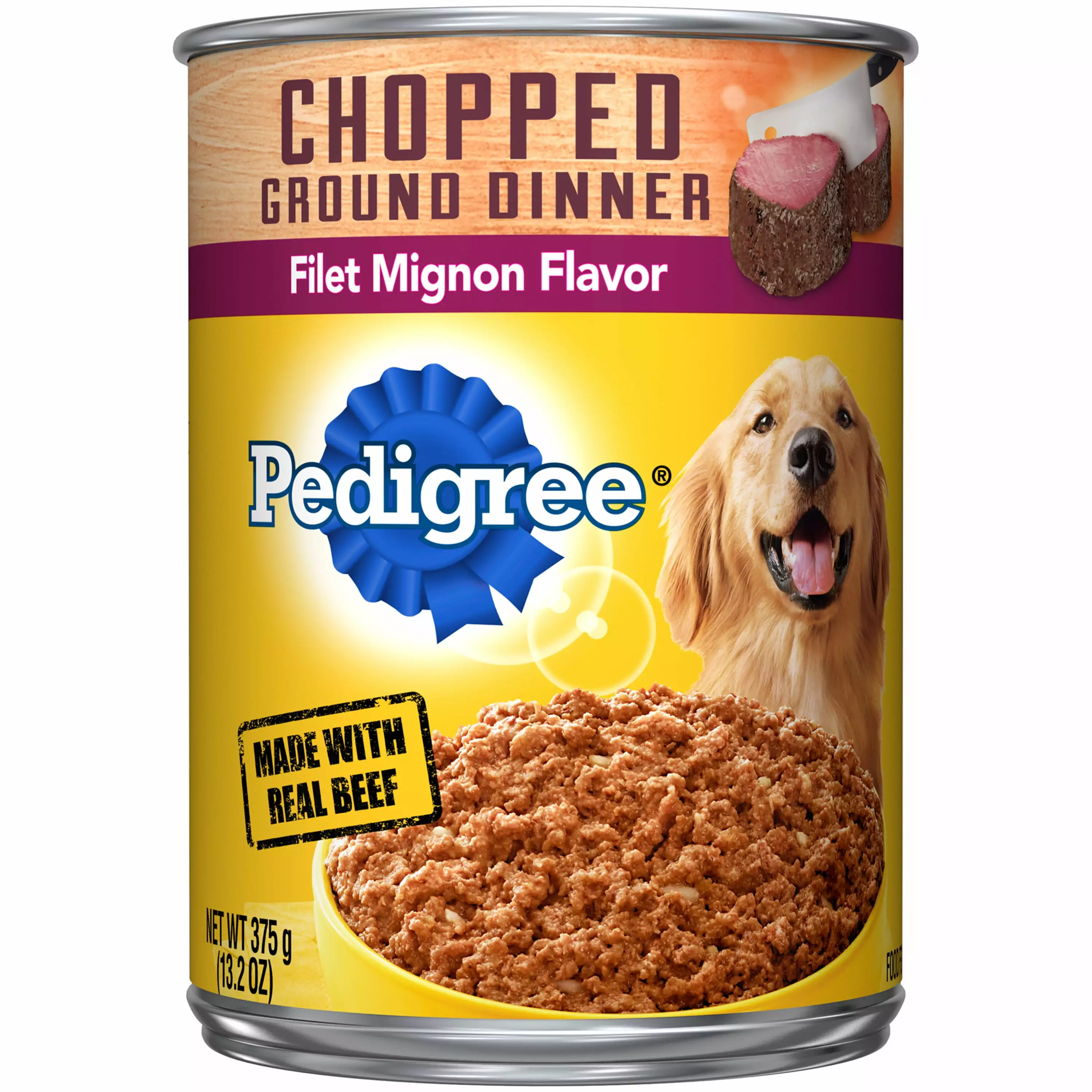 (12 Pack) Pedigree Chopped Ground Dinner Filet Mignon Flavor Adult Canned Wet Dog Food. 13.2 oz. Cans