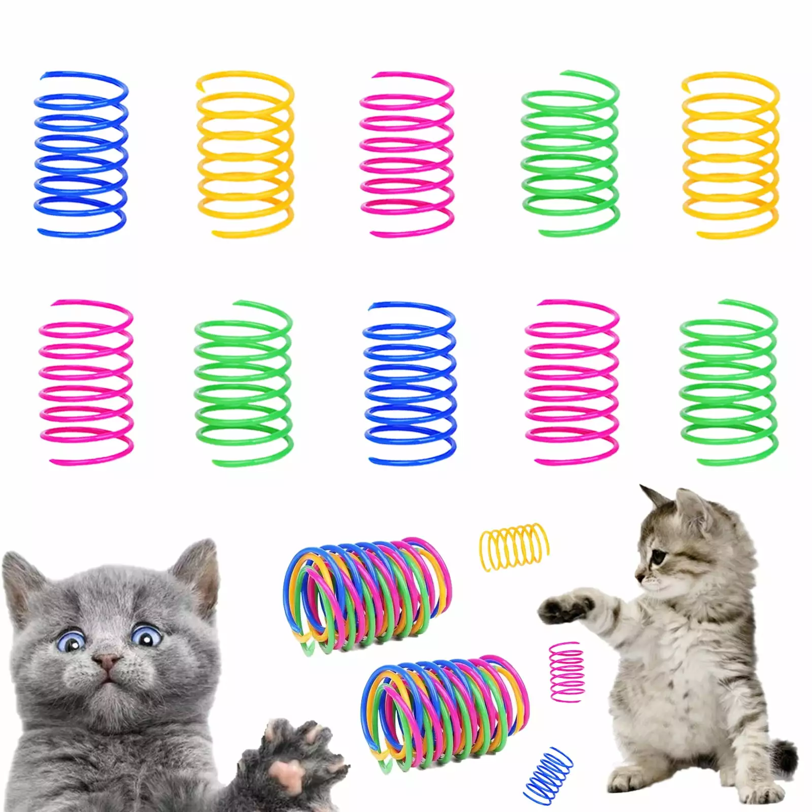 120 Pcs Cat Spring Toy. Cat Spiral Toys Interactive for Indoor Colorful Cats Plastic Springs Coil for Kitten Hunting. Swatting. Biting