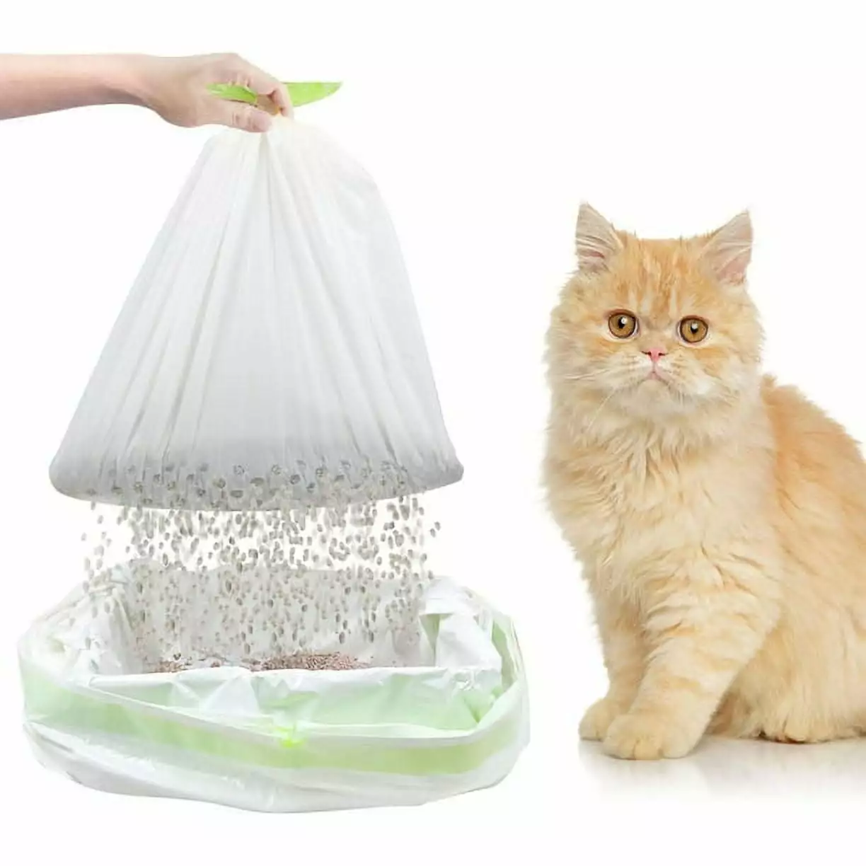 14 Packs Sifting Cat Litter Bags Jumbo Thick Cat Litter Box Liners with Holes & Drawstring. Disposable Extra Large Cat Pan Liners