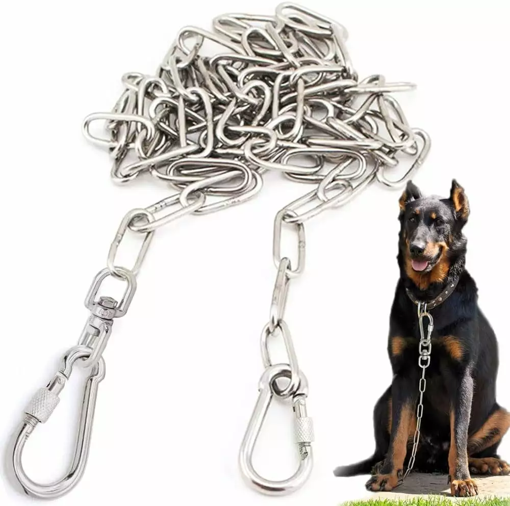 15 ft Dog Chains for Outside - Heavy Dog Tie Out Chain Leash Great for Small to Large Dogs Up to 200Lbs - Chew Proof Long Dog Leash Chain Dog Chain for Yard Camping or Travel 15 ft / 200lbs