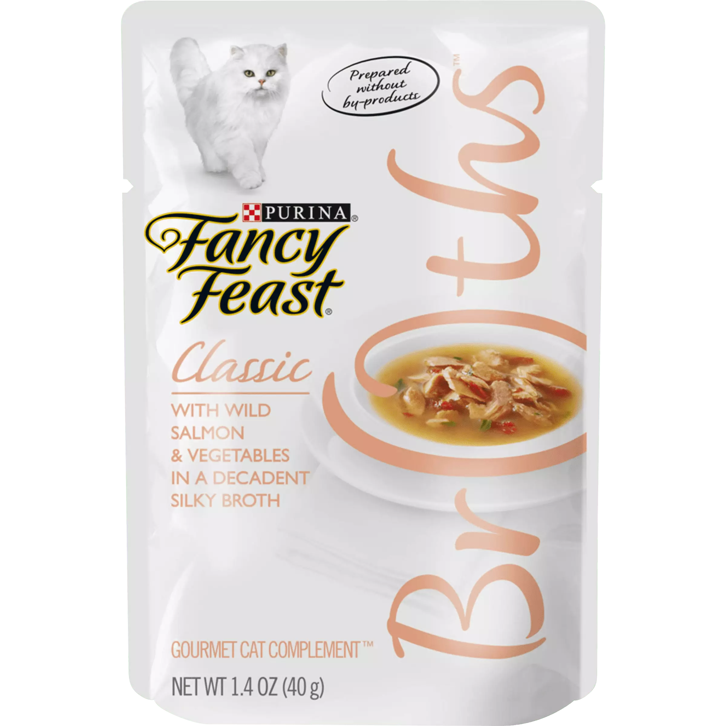 (16 Pack) Fancy Feast Limited Ingredient Cat Food Complement. Broths Classic With Wild Salmon & Vegetables. 1.4 oz. Pouches