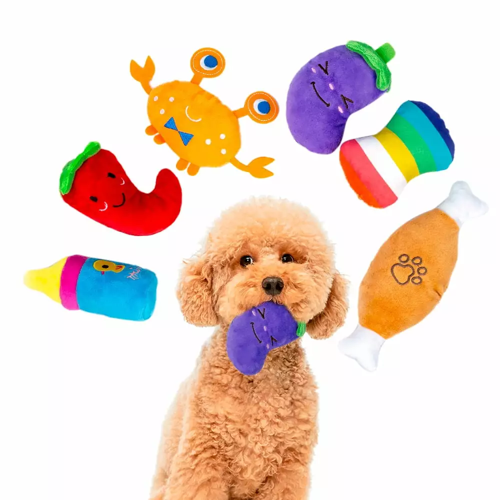 6 Pack Dog Squeaky Toys Cute Stuffed Pet Plush Toys Puppy Chew Toys for Small Medium Dog Puppy Pets - Bulk Dog Squeaky Toys