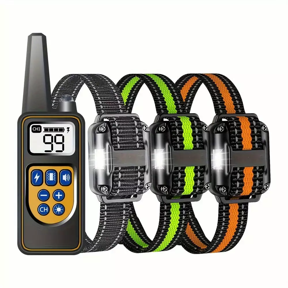 1set Dog Training Collars With A Controllable Distance For 2 Dogs. 4 Training Modes (beep. Vibration. Electronic Pulse. Light). With 99 Levels Of Sensitivity Adjustment. Remote Dog Training Collar