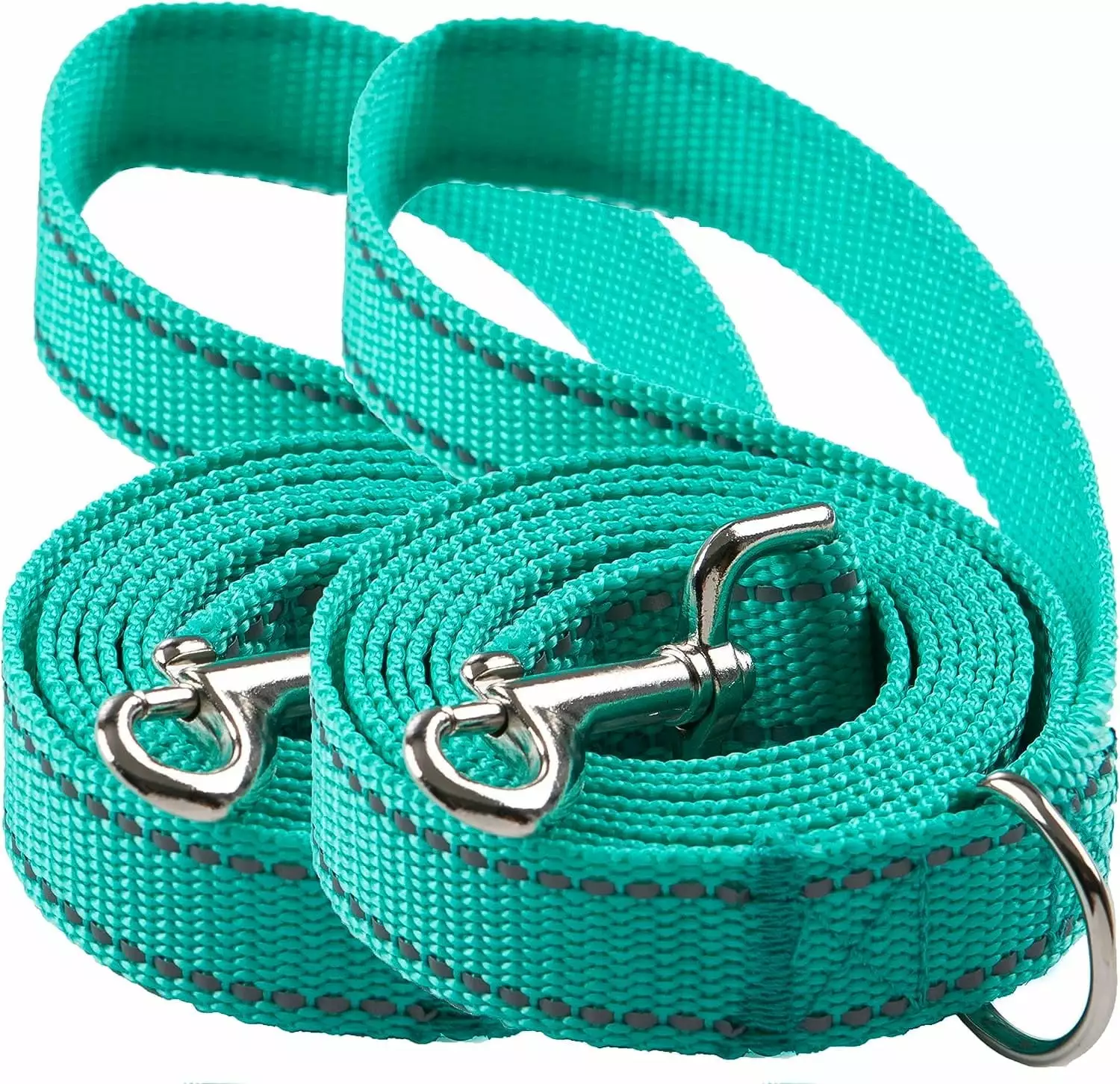 2-Pack 6FT Reflective Dog Leash for Large&Medium and Small Dogs. Nylon Leashes for Walking and Training. 6 Foot Dog Leash with D Ring for Puppy.3/4 inch X 6FT(Turquoise&Turquoise. 2-Pack)