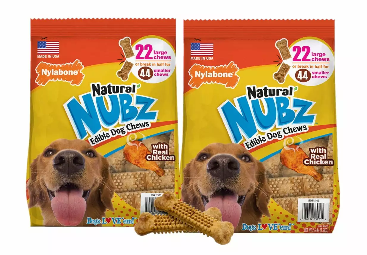 2 Pack | Nylabone NUBZ Dog Chews. 22 Count