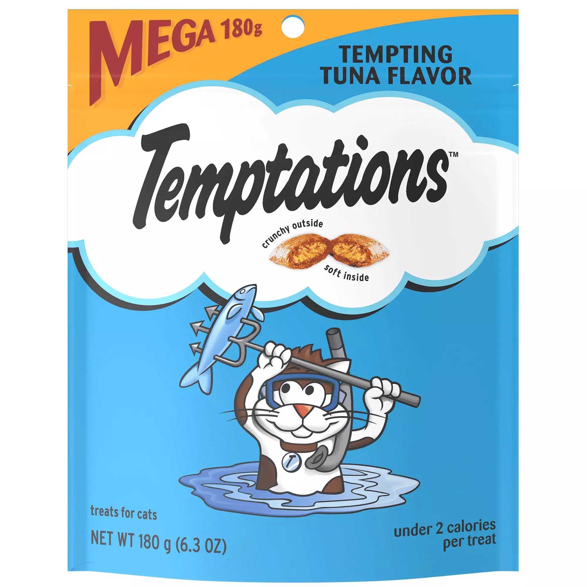 ( 2 pack ) TEMPTATIONS Classic Crunchy and Soft Cat Treats Tempting Tuna Flavor. 6.3 oz. Pouch