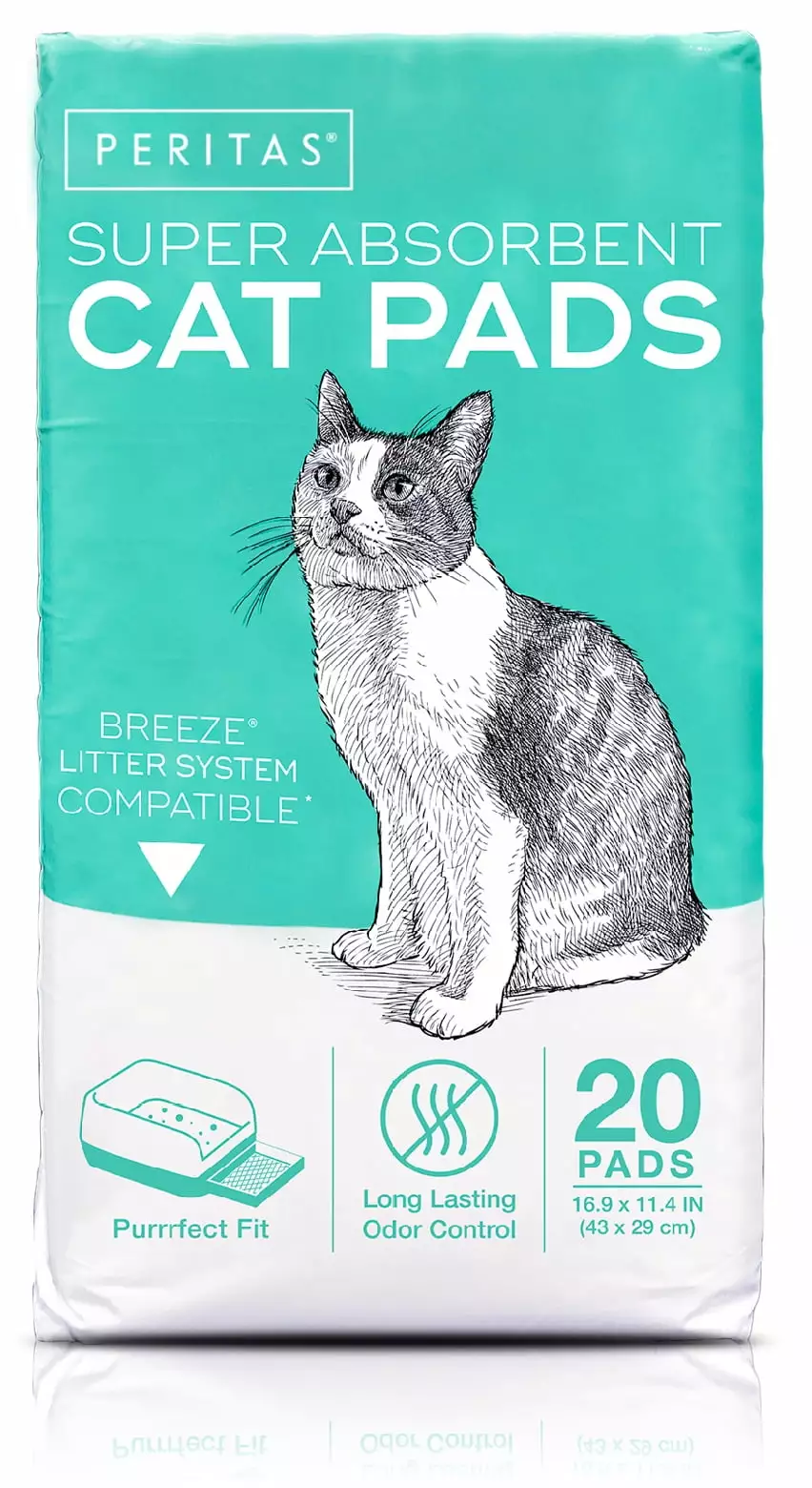 20ct Paw Inspired Cat Pads | Generic Refills for Tidy Cats Breeze Cat Litter Box Pads System | Cat Pee Pads 16.9'' x 11.4''