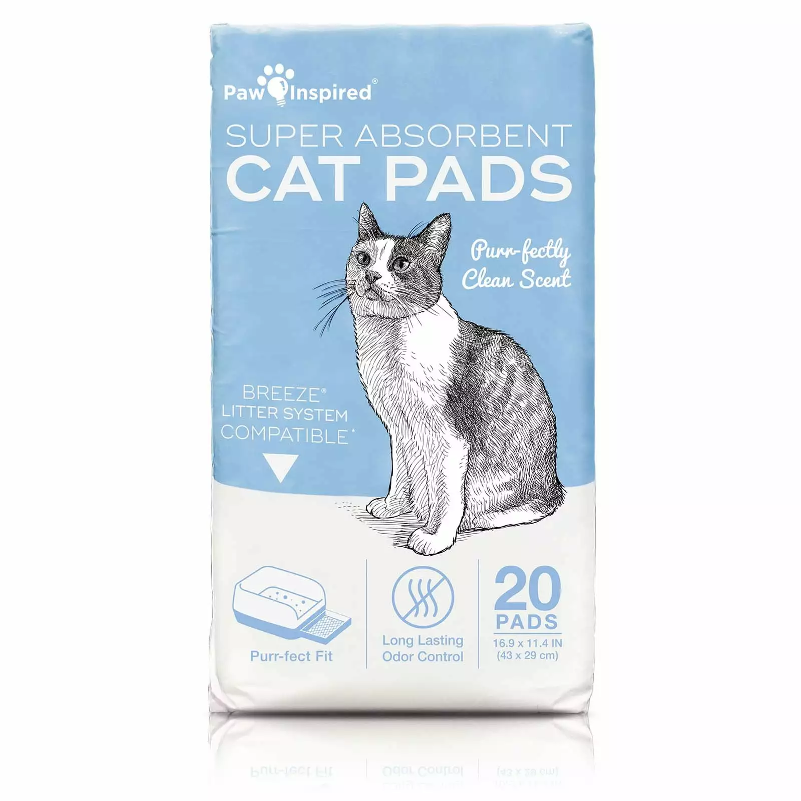 20ct Peritas Scented Cat Pads | Generic Refills for Tidy Cats Breeze Cat Litter Box Pads System | Cat Pee Pads 16.9 x 11.4''