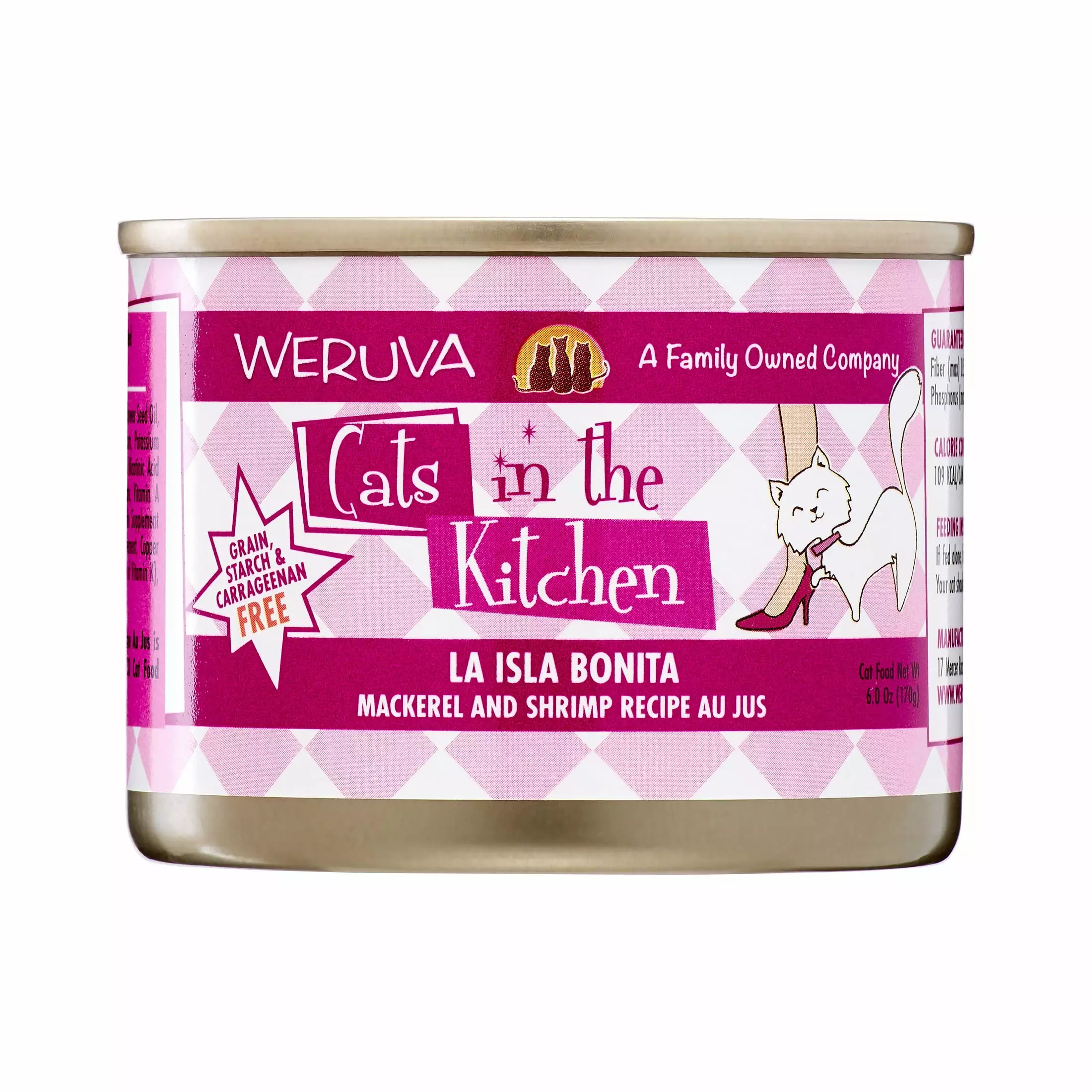 (24 Pack) Weruva Cats in the Kitchen La Isla Bonita Mackrel & Shrimp Grain-Free Wet Cat Food. 6 oz. Cans