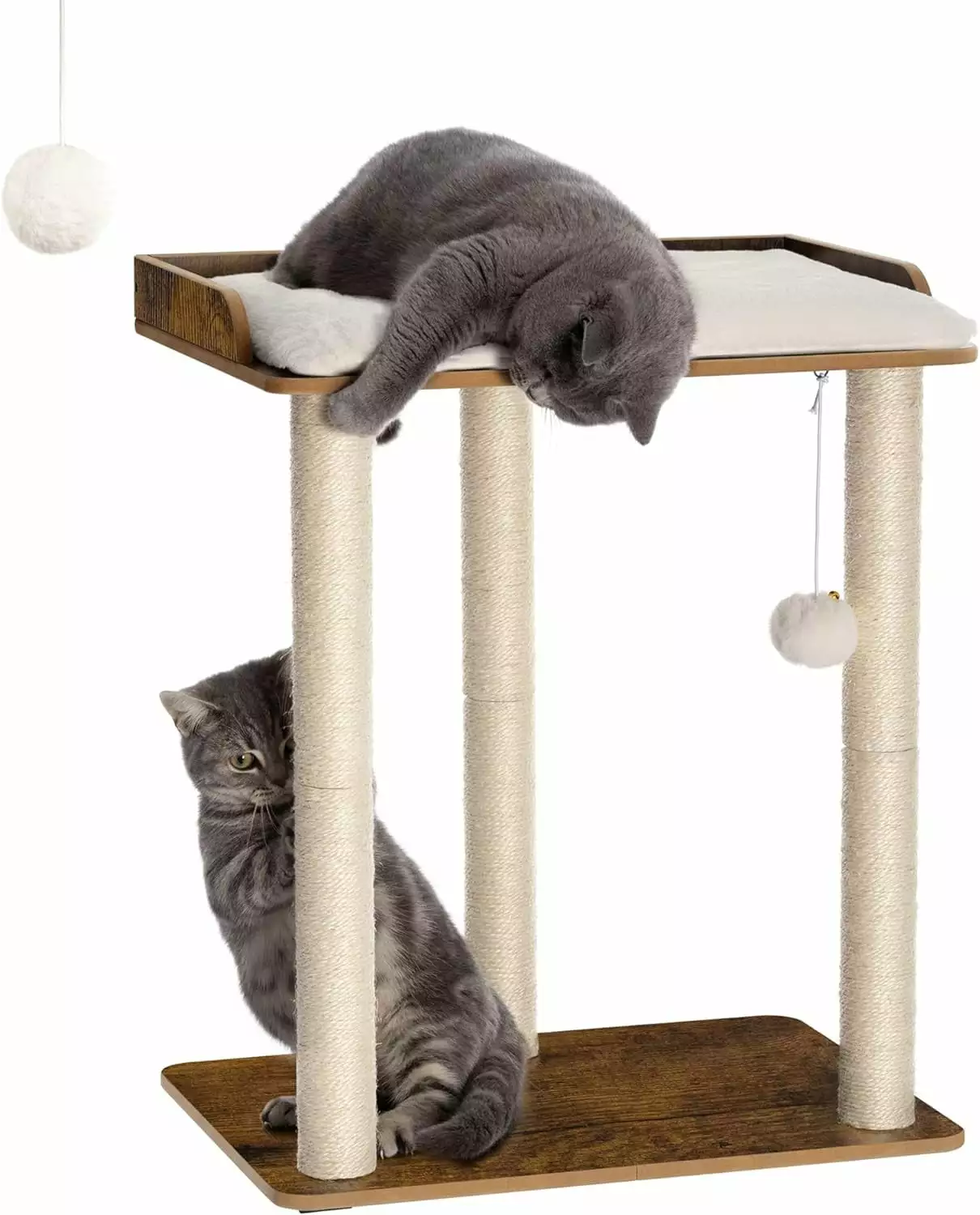 26.7in Large Cat Tree Tower Condo. Cat Scratch Posts for Indoor Cats. Big Plate. Three 23.6in Full Sisal Scratching Posts. Rustic Brown