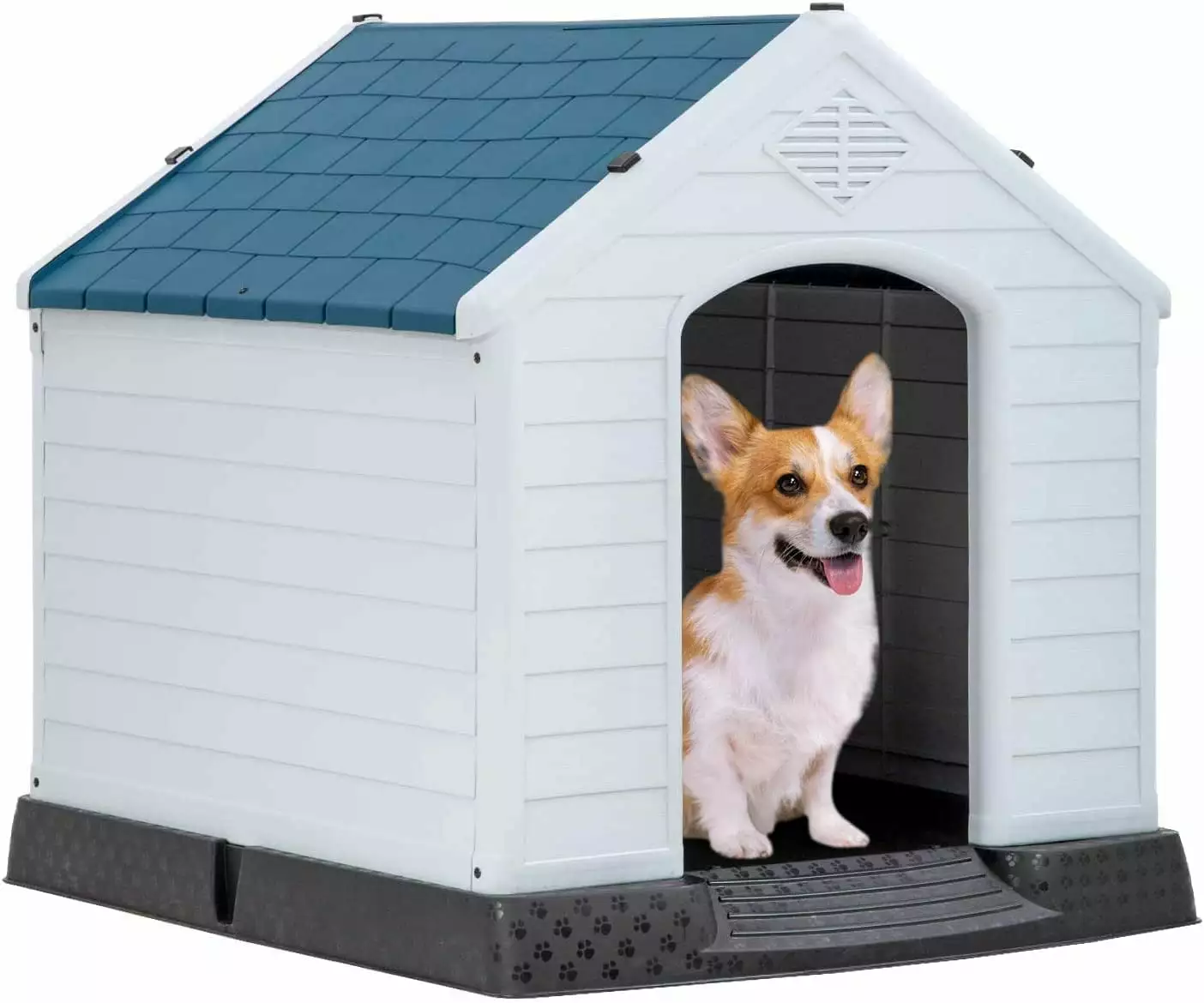 39Inch Large Dog House Insulated Kennel Durable Plastic Dog House for Small Medium Large Dogs Indoor Outdoor Weather & Water Resistant Pet Crate with Air Vents and Elevated Floor.Blue