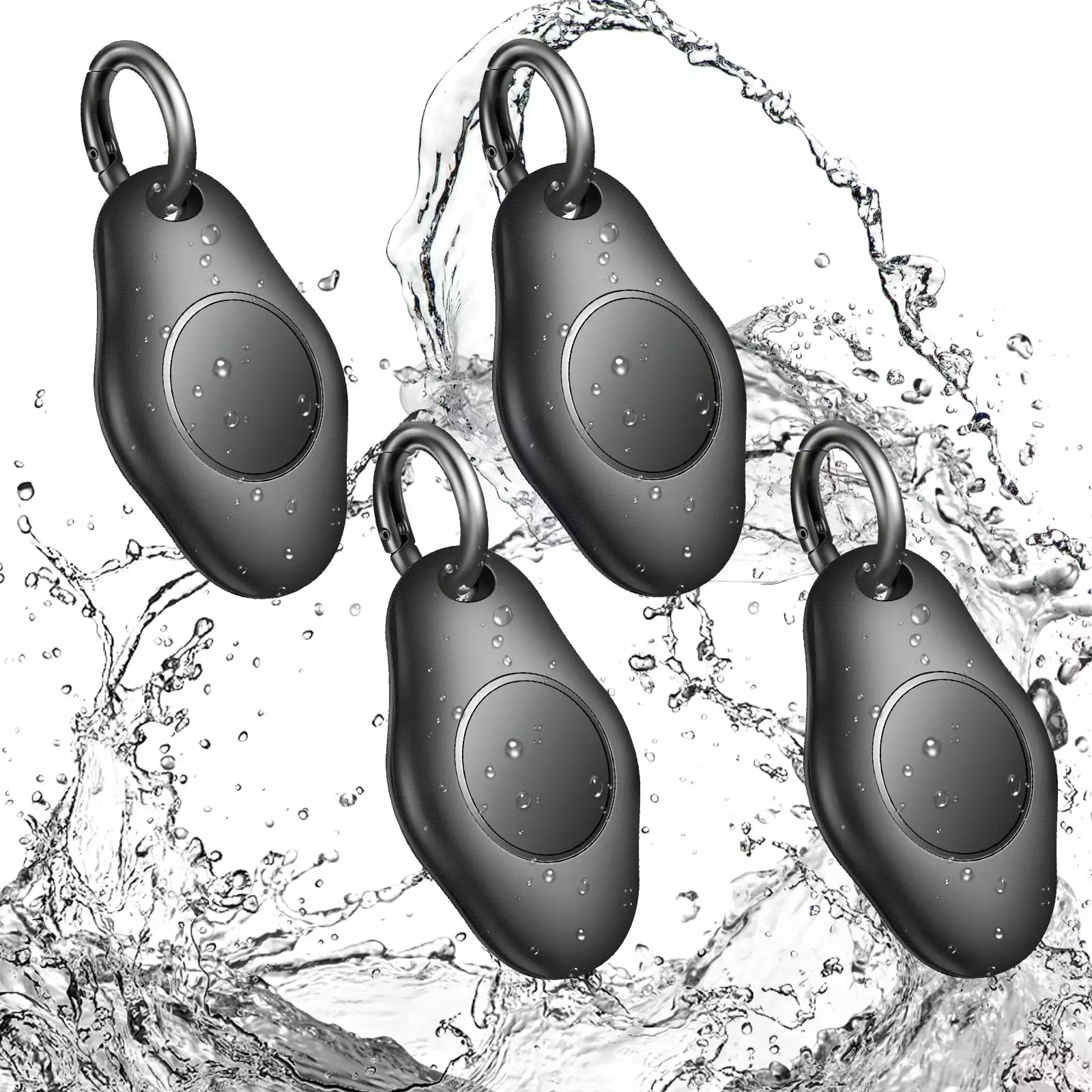 [4 Pack] AirTag Holder Keychain. IPX7 Waterproof Protective Air Tag Holder. Dropproof AirTag Keychain Cover. Full-Body Shockproof. Anti-Scratch. AirTag Case for Keys. Black