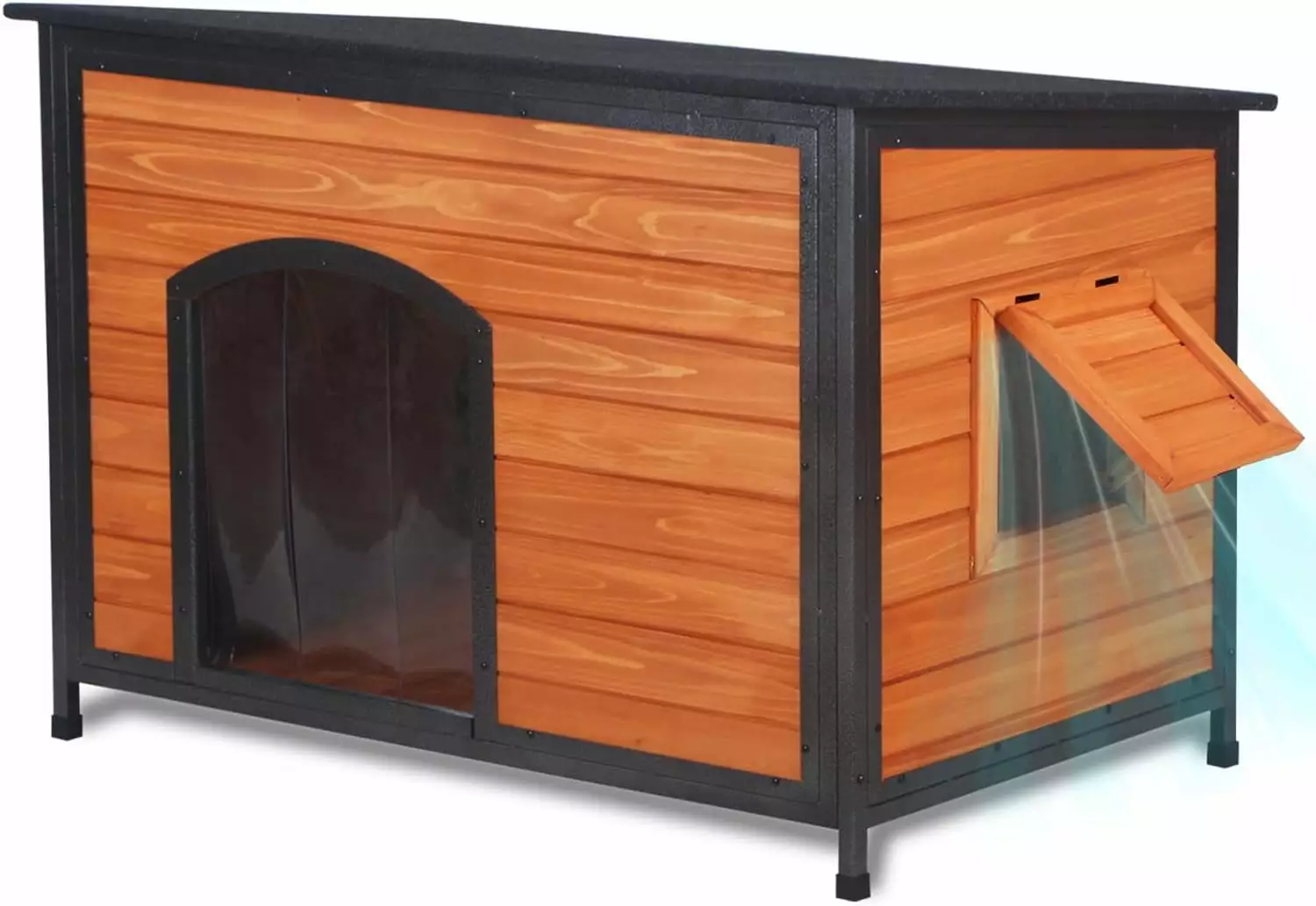 43.3L Outdoor Dog House for Small Medium Large Dogs Outside Chew Proof Iron Frame Dog Kennel Raised Design