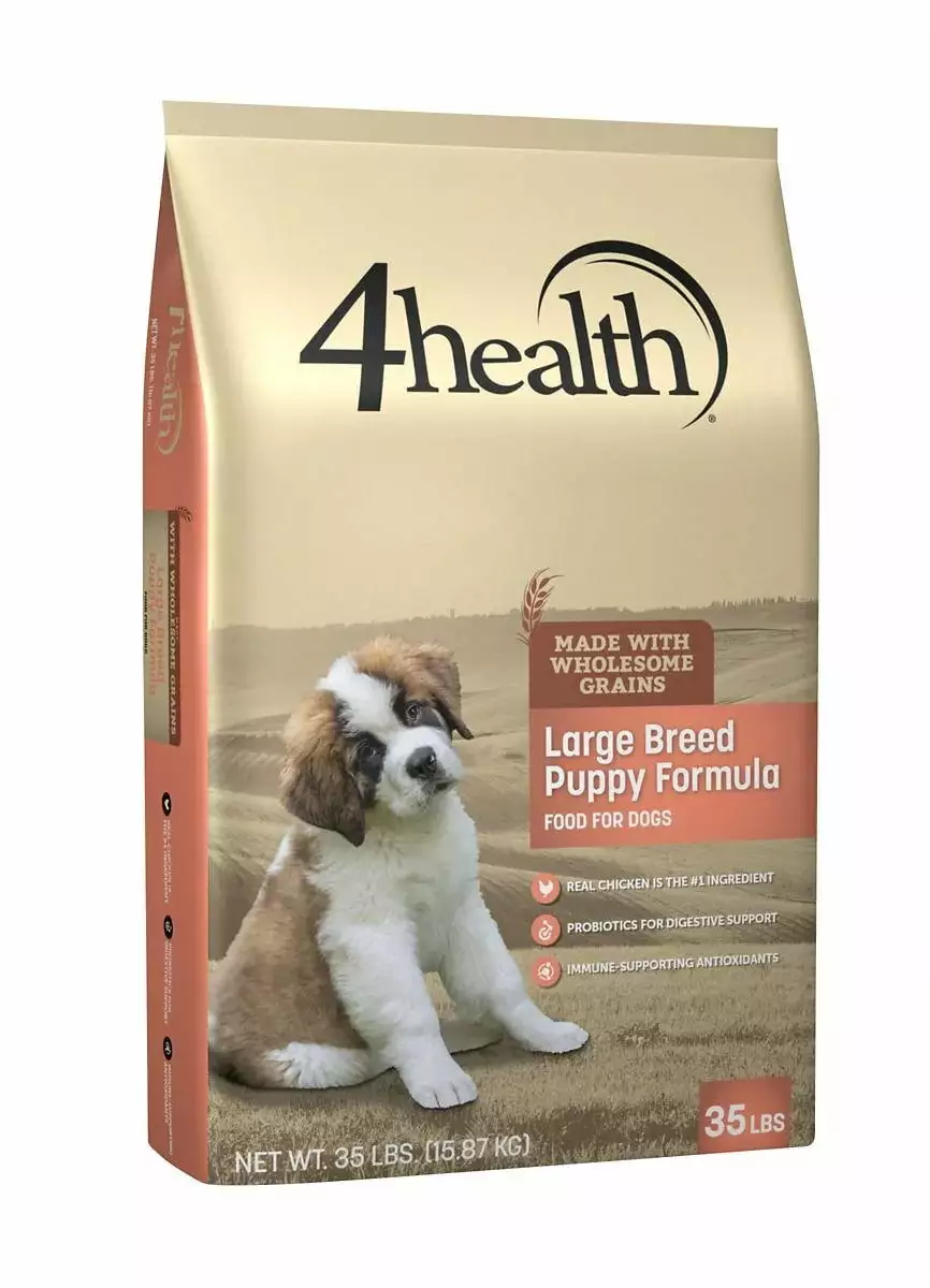 4health 9907 35lb Wholesome Grains Large Breed Puppy Chicken Formula Dog Food