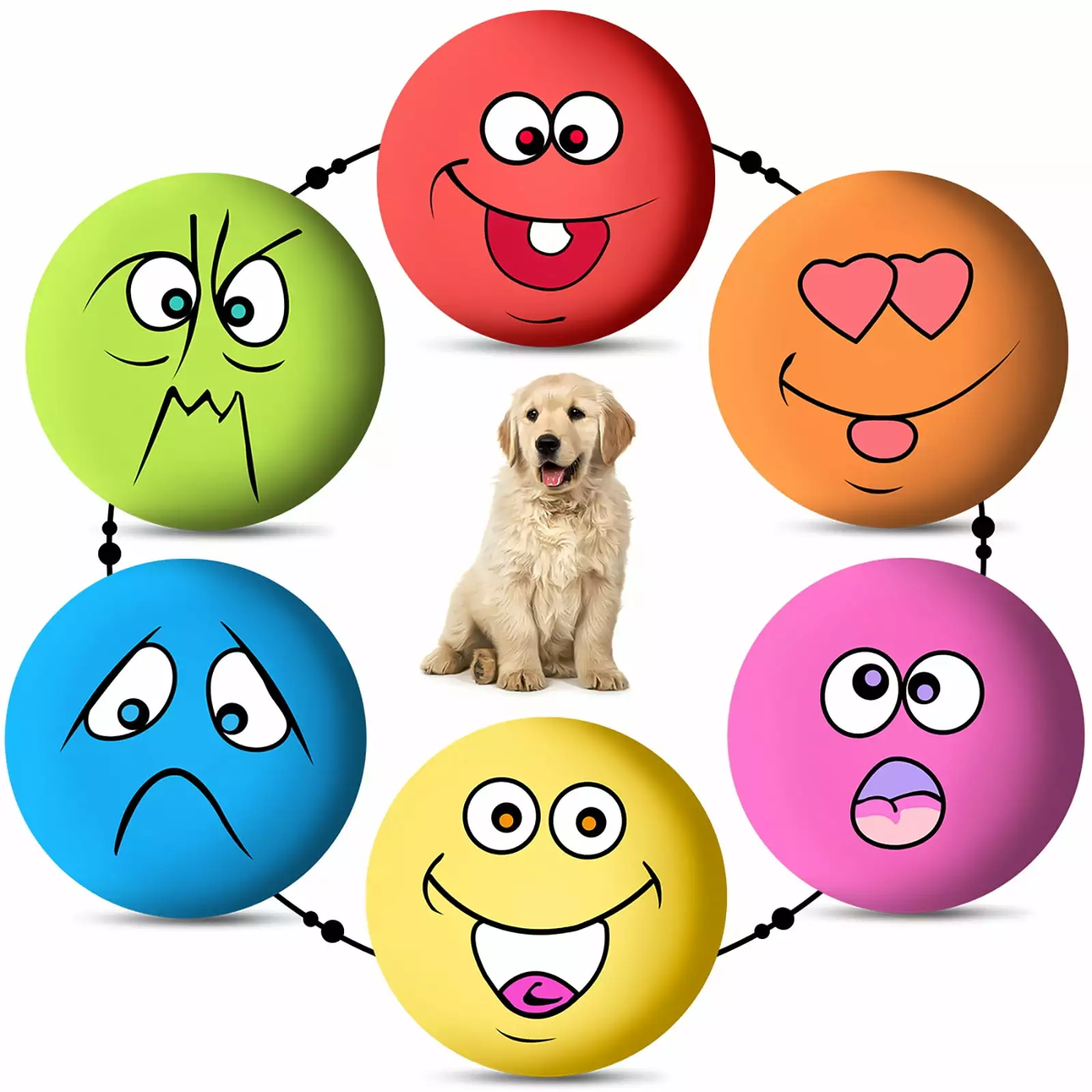 6pcs Latex Dog Squeaky Toys Rubber Soft Dog Toys Chewing Squeaky Toy Fetch Play Balls Toy for Puppy Small Medium Pets Dog