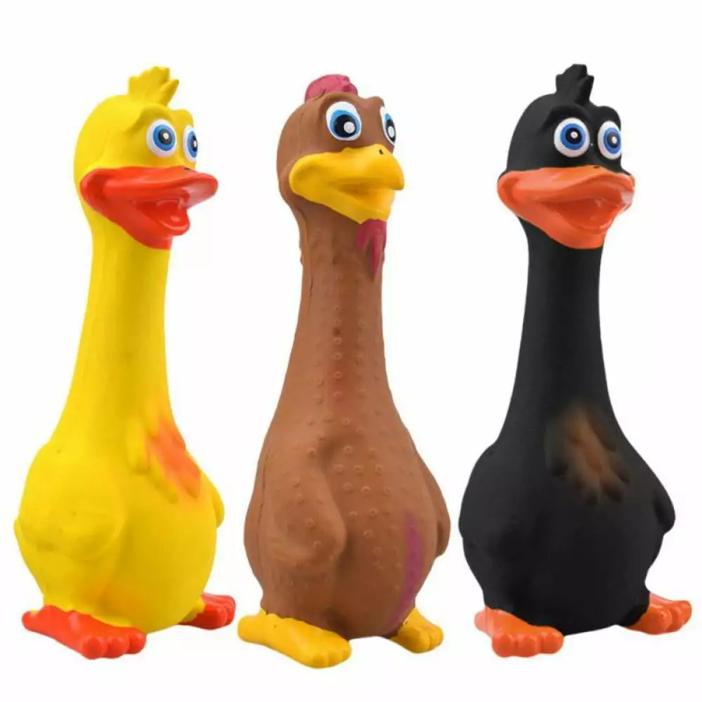 3PCS Rubber Chicken Squeaky Dog Toys for Small. Medium or Large Pet Breeds. Play Fetch. Reduce Separation Anxiety