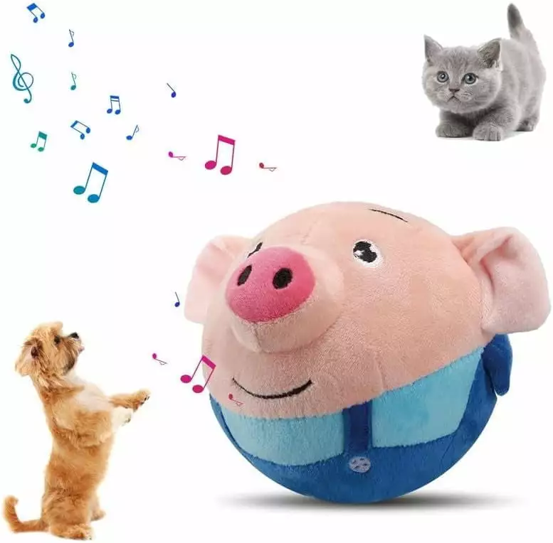 Active Moving Pet Plush Toy. 2024 New Interactive Dog Toys Talking Squeaky Moving Ball Toy. Washable Cartoon Pig Plush Sound Electronic Dog Toy. Cute Shake Bounce Toys for Dog Cats