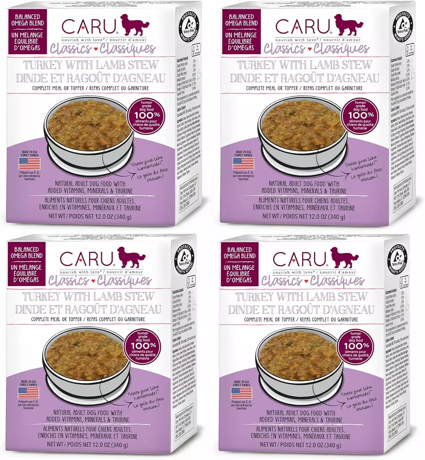 - Classics Turkey with Lamb Stew for Dogs - Healthy Wet Dog Food or Food Topper - Balanced Omega Blend - 12.5 oz Cartons - Pack of 4