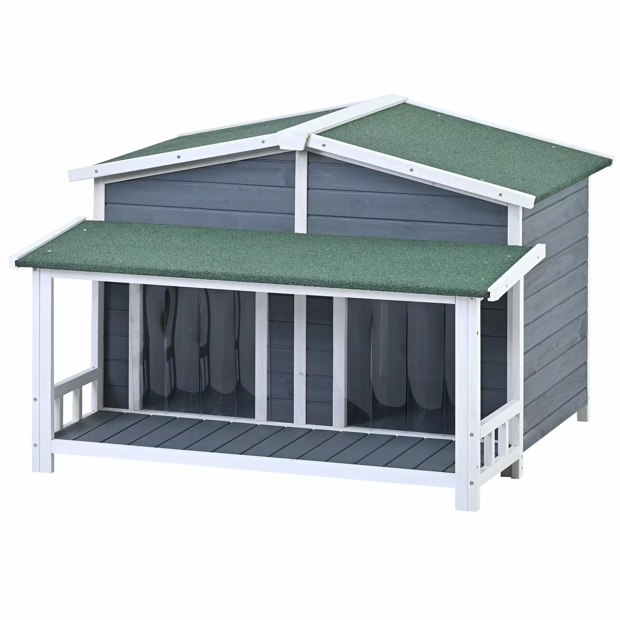 EUROCO 47.2 Larger Solid Wood Dog House Outdoor Indoor for Small Medium Larige Dogs.Waterproof Dog Houses with Porch.2 Doors. Asphalt Roof.Durable & Easy Clean and Assemble