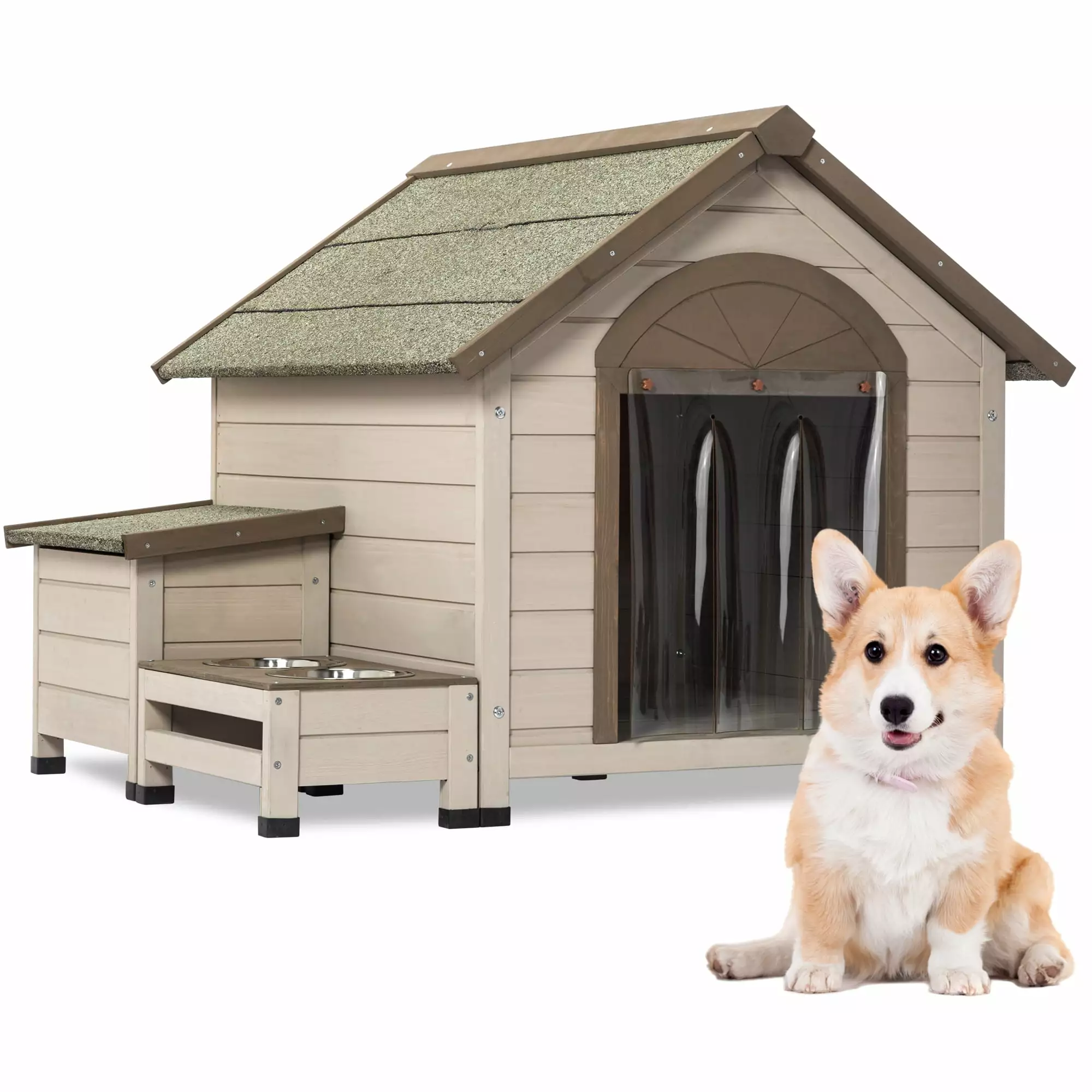 Outdoor Fir Wood Dog House With An Open Roof Ideal For Small To Medium Dogs