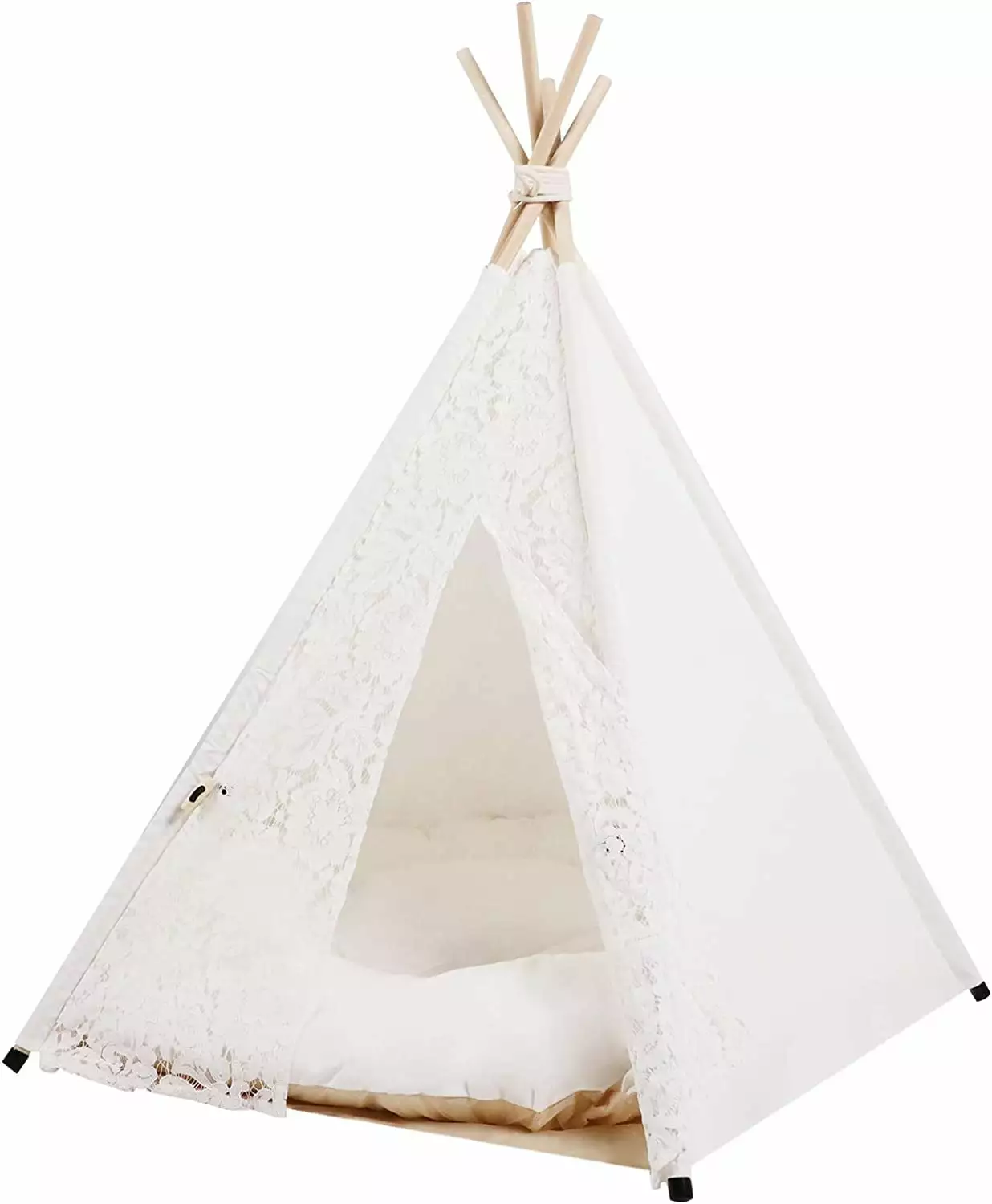 Pet Teepee Tent Dog Cat House with Luxury Cushion for Medium Large Pet Indoor Washable Lace L 3.08 lb