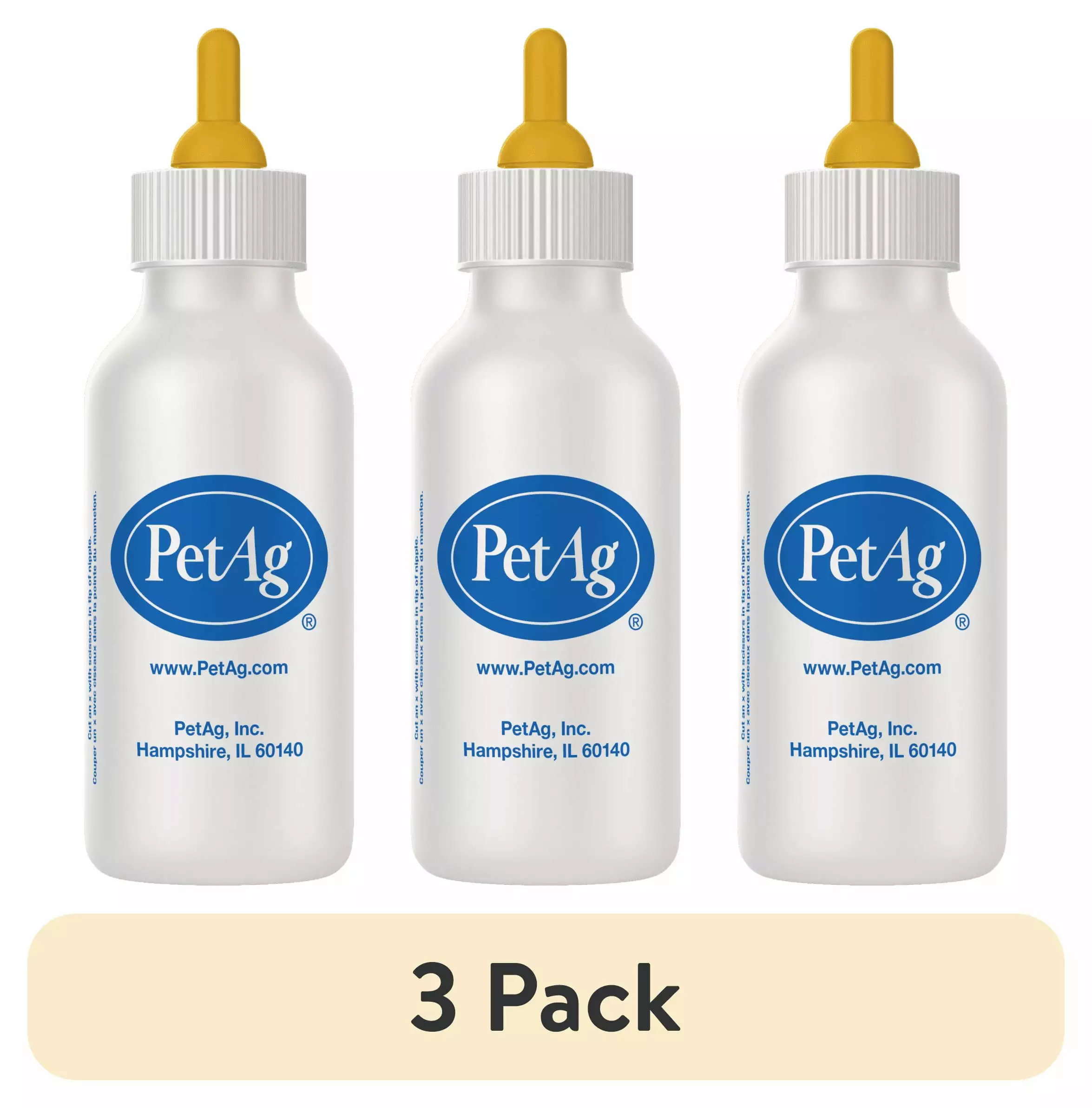 (3 pack) PetAg Nurser Bottle for Neonate Milk Replacers. 2 fl oz