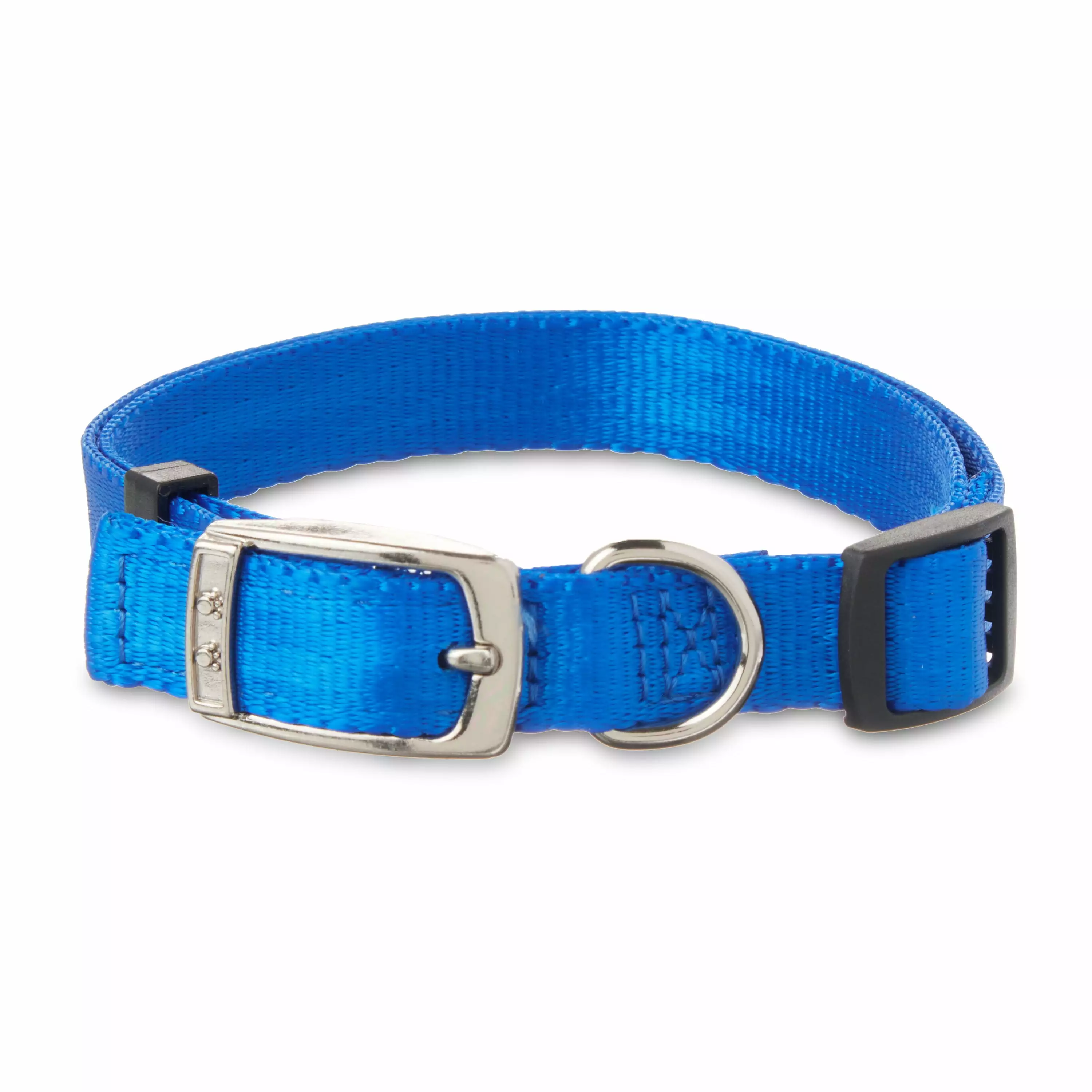 Vibrant Life Solid Nylon Dog Collar with Metal Buckle. Blue. Medium