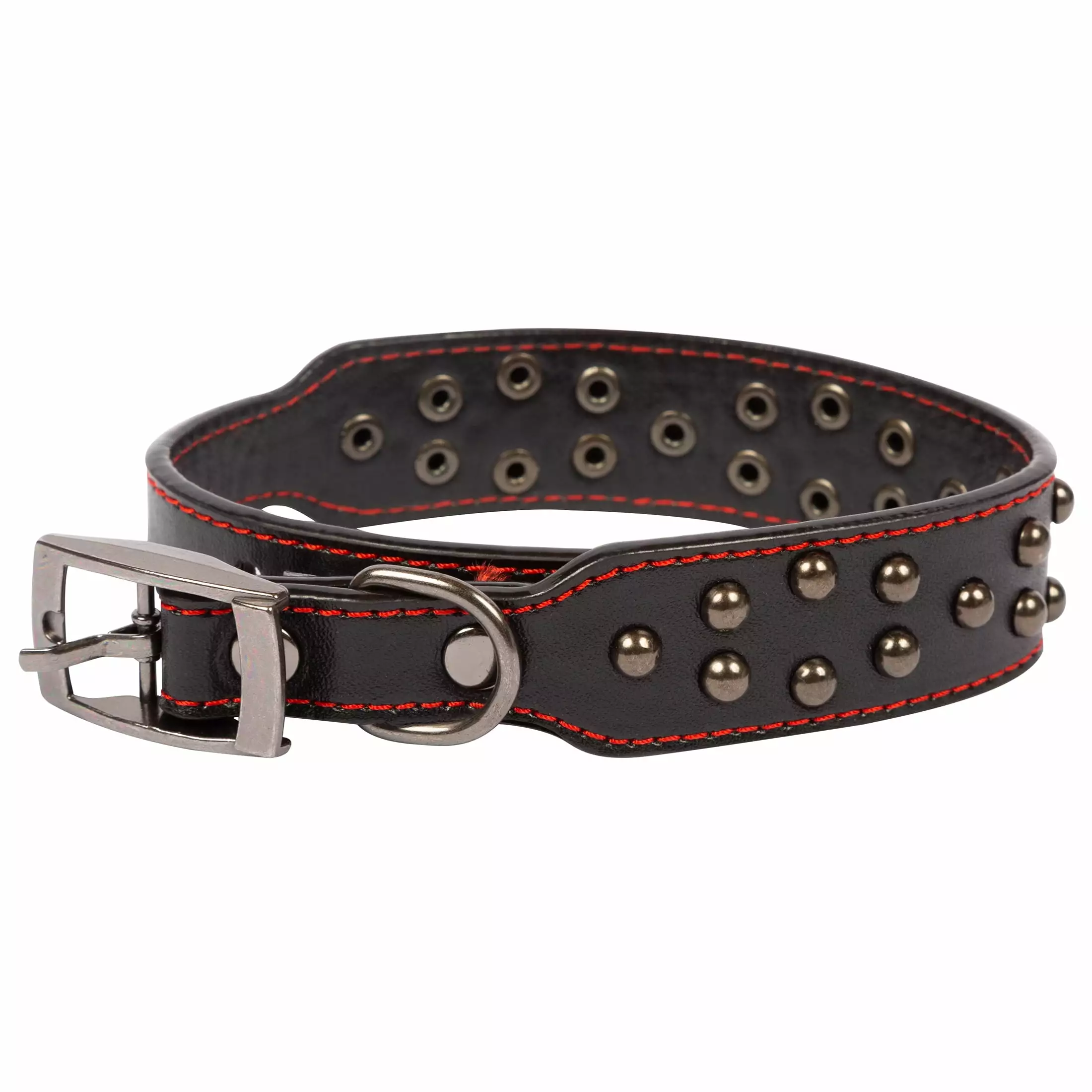 Vibrant Life Studded Leather Fashion Dog Collar. Black. Large