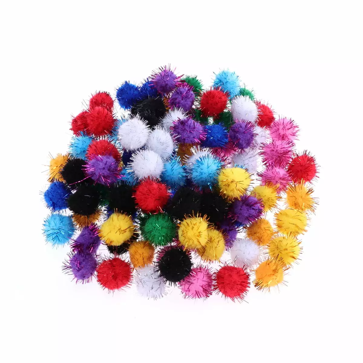 100pcs 20mm Cat Toys Assorted Pom Poms Fluffy Balls for DIY Creative Crafts Decorations (Mix Color)